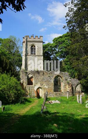 Die malerische alte Ruine der Kirche in Ayot St. Lawrence Stockfoto