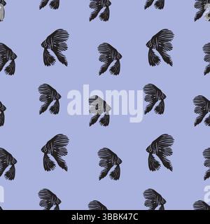 Nahtloses Vektor-Muster mit schwarzen Fischen auf blauem Hintergrund Stock Vektor