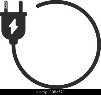 Symbol für elektrische Steckdose in flacher Ausführung. Abbildung des Vektors für Verbindung und Trennung auf isoliertem Hintergrund. Kabeladapter Sign Business Concept. Stock Vektor