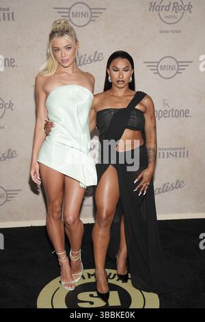Ny. Mai 2025. Olivia Dunneand, Jordan Chiles at Arrivals for Sports Illustrated Swimsuit Issue Launch Party, Hard Rock Hotel, New York, NY, 15. Mai, 2025. Quelle: Kristin Callahan/Everett Collection/Alamy Live News Stockfoto