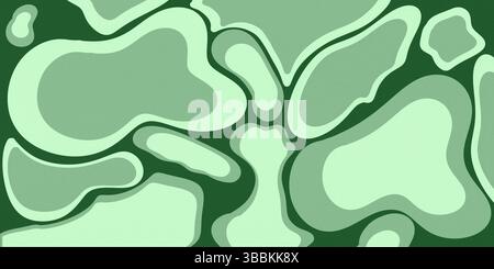 Grüner Hintergrund abstrakter Formen. Farbenfrohe Formen, die mit Rauschtextur fließen. Kopfzeilendesign für Websites oder soziale Medien. Stockfoto