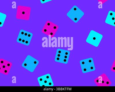 Nahtloses Würfelmuster. Mehrfarbige Würfel, Draufsicht. Casino Würfelspiel. Design für Apps, Banner, Broschüren, Cover. Vektorabbildung Stock Vektor