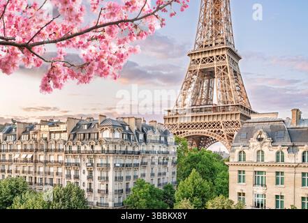 Eiffelturm zwischen den Gebäuden Paris, Frankreich, Europa Stockfoto
