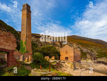 Überreste von Porth Wen, einem stillgelegten viktorianischen Ziegelwerk an der Nordküste von Anglesey North Wales, das Mitte des 19. Jahrhunderts von Charles Tidy erbaut wurde. Stockfoto