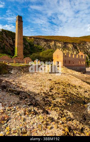 Überreste von Porth Wen, einem stillgelegten viktorianischen Ziegelwerk an der Nordküste von Anglesey North Wales, das Mitte des 19. Jahrhunderts von Charles Tidy erbaut wurde. Stockfoto