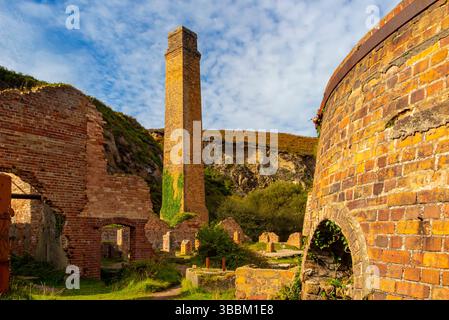 Überreste von Porth Wen, einem stillgelegten viktorianischen Ziegelwerk an der Nordküste von Anglesey North Wales, das Mitte des 19. Jahrhunderts von Charles Tidy erbaut wurde. Stockfoto