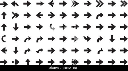 Elegante Arrow Icon Kollektion scharfe, vielseitige Symbole für digitale Schnittstellen Stock Vektor