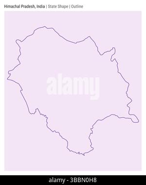 Himachal Pradesh, Indien. Einfache Vektordarstellung. Statusform. Umrissstil. Grenze von Himachal Pradesh. Vektorabbildung. Stock Vektor