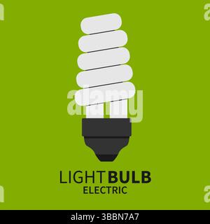 Energiesparlampe mit Vektor-Logo und Text auf Hintergrund Stock Vektor