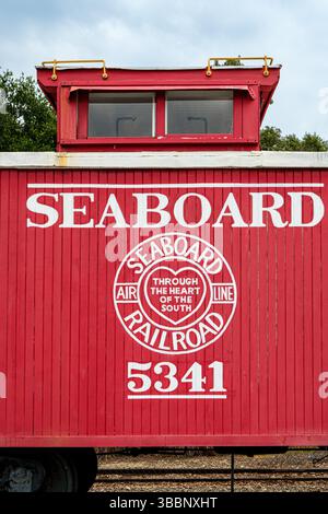 Restaurierte Seaboard M930 Caboose, Lake Wales History Museum, South Scenic Highway, Lake Wales, Florida Stockfoto