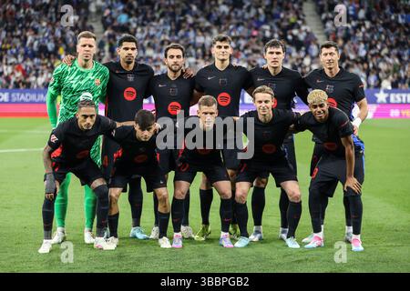 Barcelona, Spanien. Mai 2025. Das Startelf des FC Barcelona für das LaLiga-Spiel zwischen Espanyol und FC Barcelona im RCDE-Stadion in Barcelona. Quelle: Gonzales Photo/Alamy Live News Stockfoto