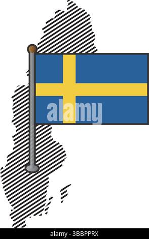 Schweden Karte mit Flagge. Vektorabbildung Stock Vektor
