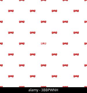 Nahtloses Muster mit kleinen roten Zeichentrickschleifen. Zeichentrickstil. Netter Vektor-Hintergrund für Stoff, Geschenkverpackung und Design Stock Vektor