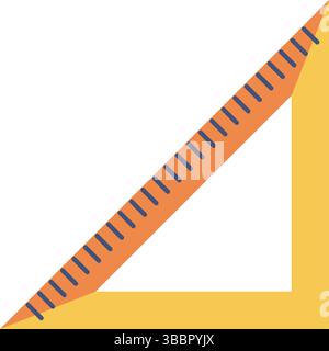 Orangefarbenes quadratisches Dreiecklineal. Vektorabbildung Stock Vektor
