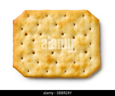 Gesalzener Cracker isoliert auf weißem Hintergrund, Draufsicht Stockfoto