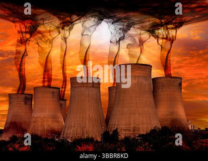 Treibhausgasemissionen und Klimawandel, Illustration. Stockfoto