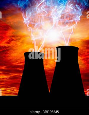 Treibhausgasemissionen und Klimawandel, Illustration. Stockfoto