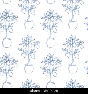 Elegantes handgezeichnetes Zitronenbaummuster auf hellem Hintergrund mit frischem Design Stock Vektor