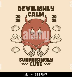 Das chillige Design mit süßem Teufelscharakter sorgt für verspielte und lustige, legere T-Shirt-Grafiken Stock Vektor