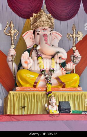 Idol von Lord Ganesha, geklickt während des Ganeshotsav (Ganesh Festival) in Pune, Maharashtra, Indien Stockfoto