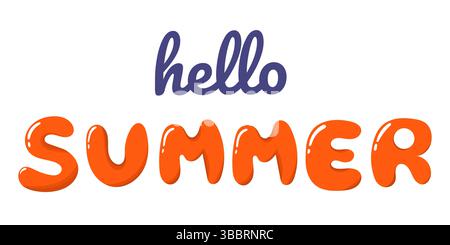 Hallo Sommer Text. Orangefarbener Hello-Text für den Sommer. Sommer Hintergrund. Stock Vektor