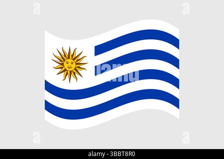 Flagge von Uruguay. Uruguay Flagge offizielle Farben und Proportion digitale Vektor Illustration. Wellige Flagge. Stock Vektor