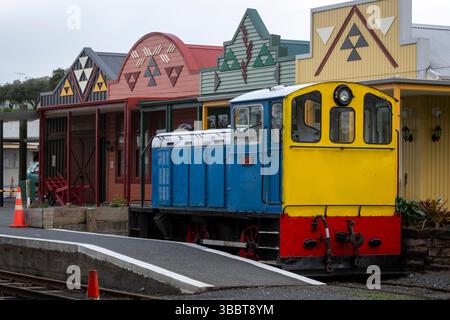 Diesel-Rangierlokomotive in Kawakawa Station, Bay of Islands Vintage Railway, Kawakawa, Bay of Islands, Nordinsel, Neuseeland Stockfoto