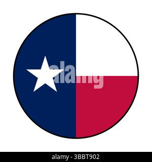 Flagge von Texas. Schwarze Kante. Texas Circle Flag Logo Symbol Computer Vektor Illustration Design. Stock Vektor