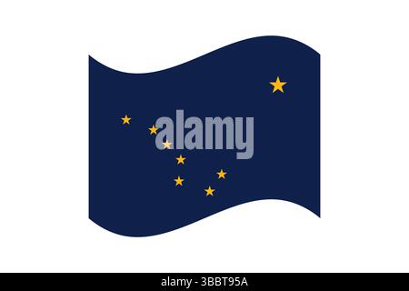Flagge von Alaska. Alaska Flagge offizielle Farben und proportionale digitale Vektor-Illustration. Wellige Flagge. Stock Vektor
