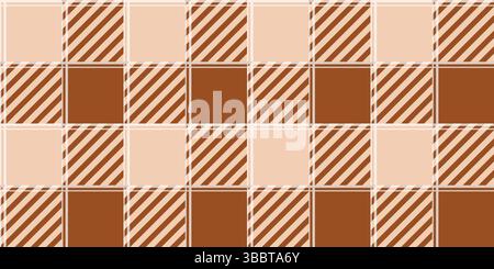 Klassisches Karomuster in beigefarbenem Braun. Nahtloses kariertes Muster für Textil, Stoff und Papier. Karierter Hintergrund, Vektorgrafik Stock Vektor