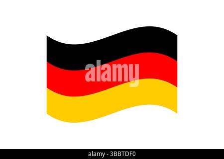 Flagge von Deutschland. Deutsche Flagge offizielle Farben und Proportion digitale Vektor Illustration. Wellige Flagge. Stock Vektor