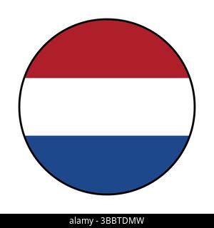 Flagge der Niederlande. Schwarze Kante. Niederlande Kreisflagge Logo Symbol Computer Vektor Illustration Design. Stock Vektor