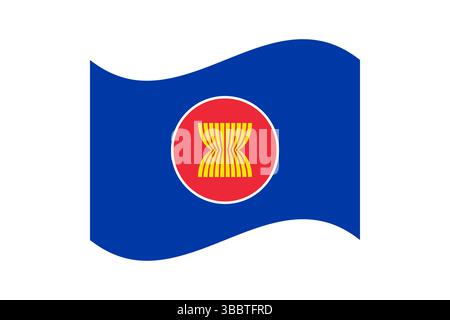 Flagge des Vereins südostasiatischer Nationen. Vereinigung südostasiatischer Nationen wellige Flagge digitale Vektor-Illustration. Flatterfahne. Stock Vektor