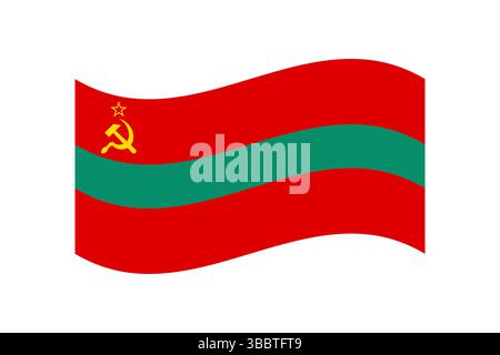 Flagge von Transnistrien. Transnistrien wellige Flagge digitale Vektor-Illustration. Flatterfahne. Stock Vektor