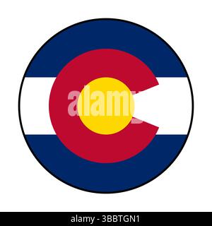 Flagge von Colorado. Schwarze Kante. Colorado Kreisflagge Logo Symbol Computer Vektor Illustration Design. Stock Vektor