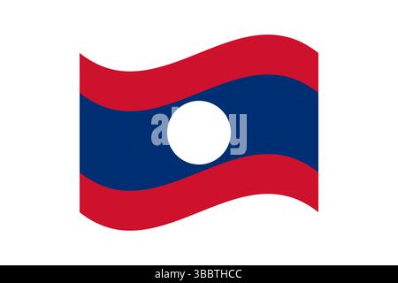 Flagge von Laos. Laos Flagge offizielle Farben und proportionale digitale Vektor-Illustration. Wellige Flagge. Stock Vektor