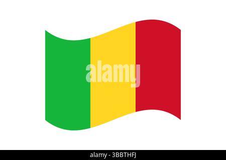Flagge von Mali. Mali Flagge offizielle Farben und proportionale digitale Vektor-Illustration. Wellige Flagge. Stock Vektor