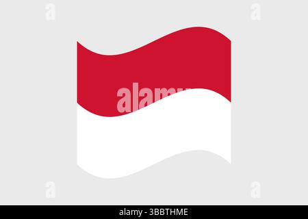 Flagge von Monaco. Monaco Flagge offizielle Farben und proportionale digitale Vektor-Illustration. Wellige Flagge. Stock Vektor
