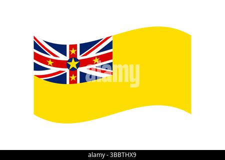 Flagge von Niue. Niue Flagge offizielle Farben und Proportion digitale Vektor Illustration. Wellige Flagge. Stock Vektor