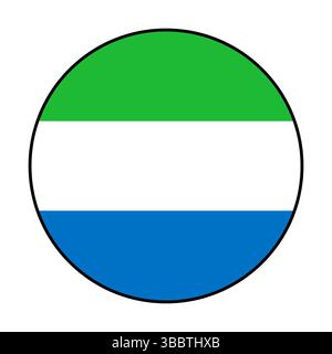 Flagge von Sierra Leone. Schwarze Kante. Sierra Leone Kreisflagge Logo Symbol Computer Vektor Illustration Design. Stock Vektor