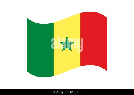 Flagge von Senegal. Senegal Flagge offizielle Farben und Proportion digitale Vektor Illustration. Wellige Flagge. Stock Vektor