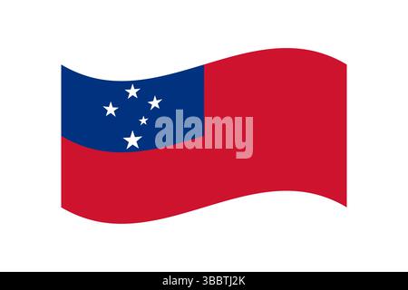 Flagge von Samoa. Samoa Flagge offizielle Farben und proportionale digitale Vektor-Illustration. Wellige Flagge. Stock Vektor
