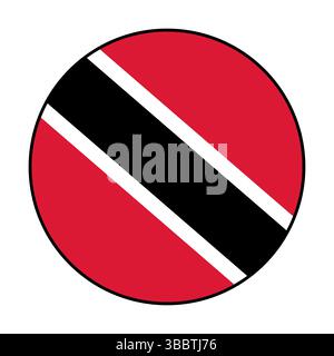Flagge von Trinidad und Tobago. Schwarze Kante. Trinidad und Tobago Kreisflagge Logo Symbol Computer Vektor Illustration Design. Stock Vektor