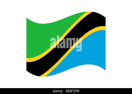 Flagge von Tansania. Tansania Flagge offizielle Farben und proportionale digitale Vektor-Illustration. Wellige Flagge. Stock Vektor