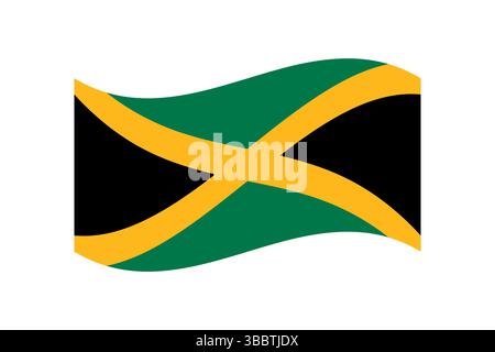 Flagge von Jamaika. Jamaika Flagge offizielle Farben und Proportion digitale Vektor Illustration. Wellige Flagge. Stock Vektor