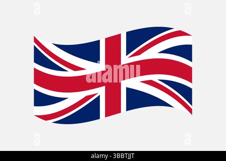 Flagge des Vereinigten Königreichs. Großbritannien Flagge offizielle Farben und Proportion digitale Vektor Illustration. Wellige Flagge. Stock Vektor