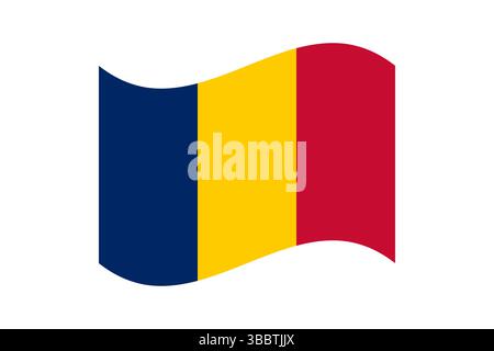 Flagge des Tschad. Tschad Flagge offizielle Farben und proportionale digitale Vektor-Illustration. Wellige Flagge. Stock Vektor
