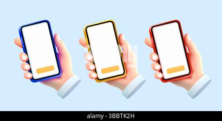 Smartphone in der Hand, Touchscreen, Webbanner. Vektorgrafik Stock Vektor