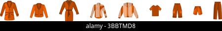 Cartoon Mode Kleid für Männer mit Hemden, Hosen, Shorts, T-Shirts, Jacken, Hoodies und Bademantel. Stock Vektor