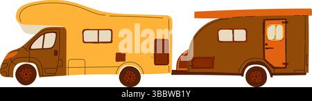 Abbildung: Wohnmobil und Reisenanhänger Stock Vektor